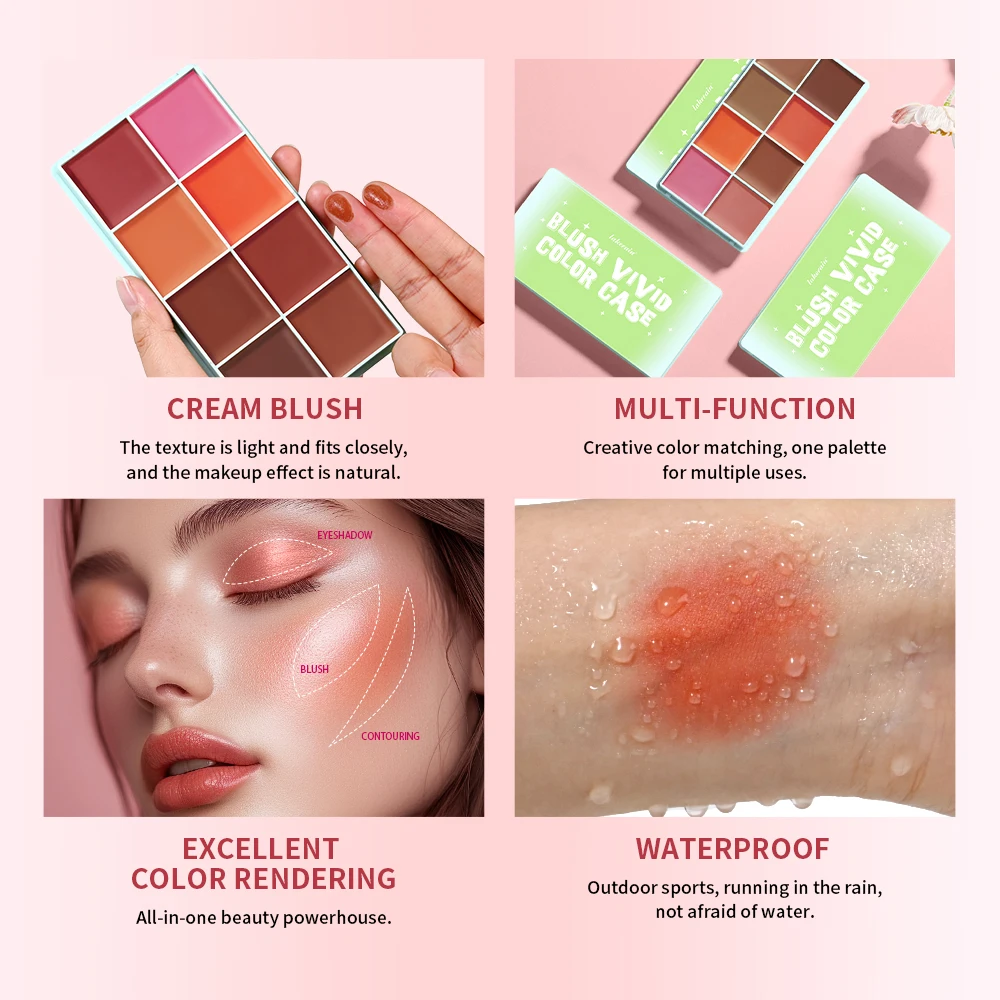 Étui étanche crème surligneur Palette Blush couleur vive étui sourcils boue ton longue durée utilisations multiples maquillage cosmétiques