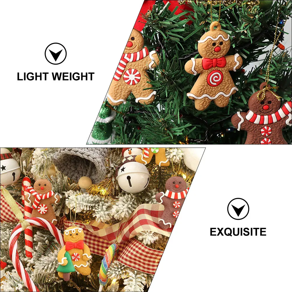 

12 Pcs Decorate Gingerbread Man Pendant Pvc Soft Glue Christmas Tree Hanging Ornaments