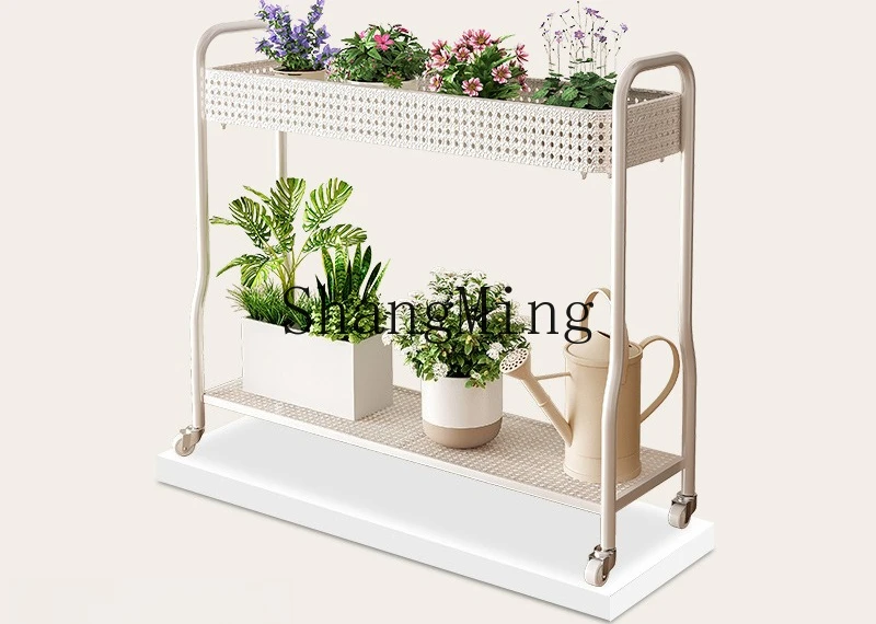 ZYY living room floor-to-ceiling cream wind succulent flower pot frame green plant shelf balcony trolley multi-layer