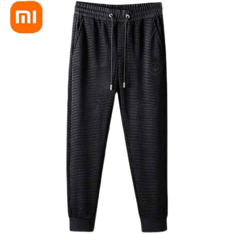 Xiaomi YOUPIN Waffle Sports Casual Pants Men's Summer Thin Skin-friendly and Breathable Embroidery Drawstring Trousers