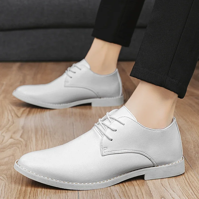 New White Wedding Oxfords Men Dress Shoes Slip on Big Size 45 46 Driving Shoes Formal Dress Loafers Moccasins Shoes Men