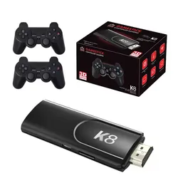 K8 Game Stick Portable Classic Video Game Console with Dual 2.4G Wireless Gamepads 4K HD Output Support for Gaming Entertainment