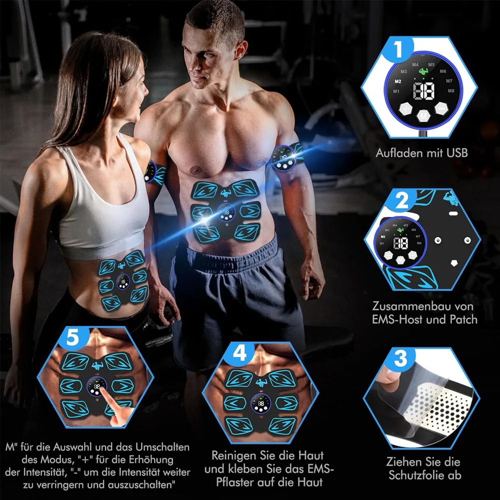

EMS 6 Pack Stimulator Premium Rechargeable Ab Toner Belt with USB Charging,Electric Waist Shaper for Men &Women Fitness Training