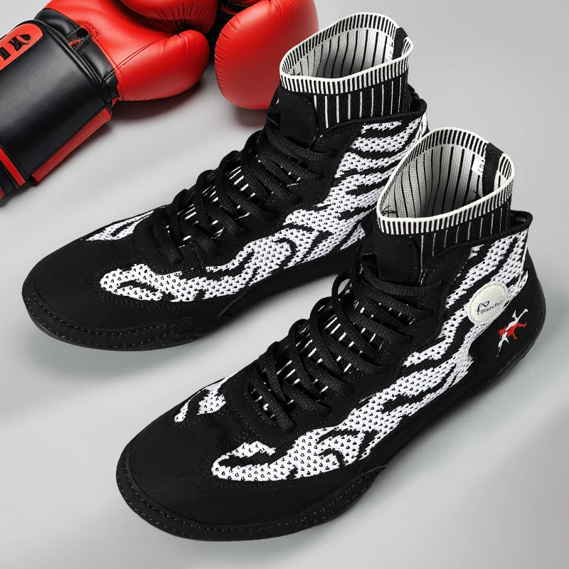 Unisex authentische Herren-Wrestling-Schuhe, Trainingsschuhe, Cowgirl-Außensohle, Schnürstiefel, professionelle Boxschuhe, Turnschuhe