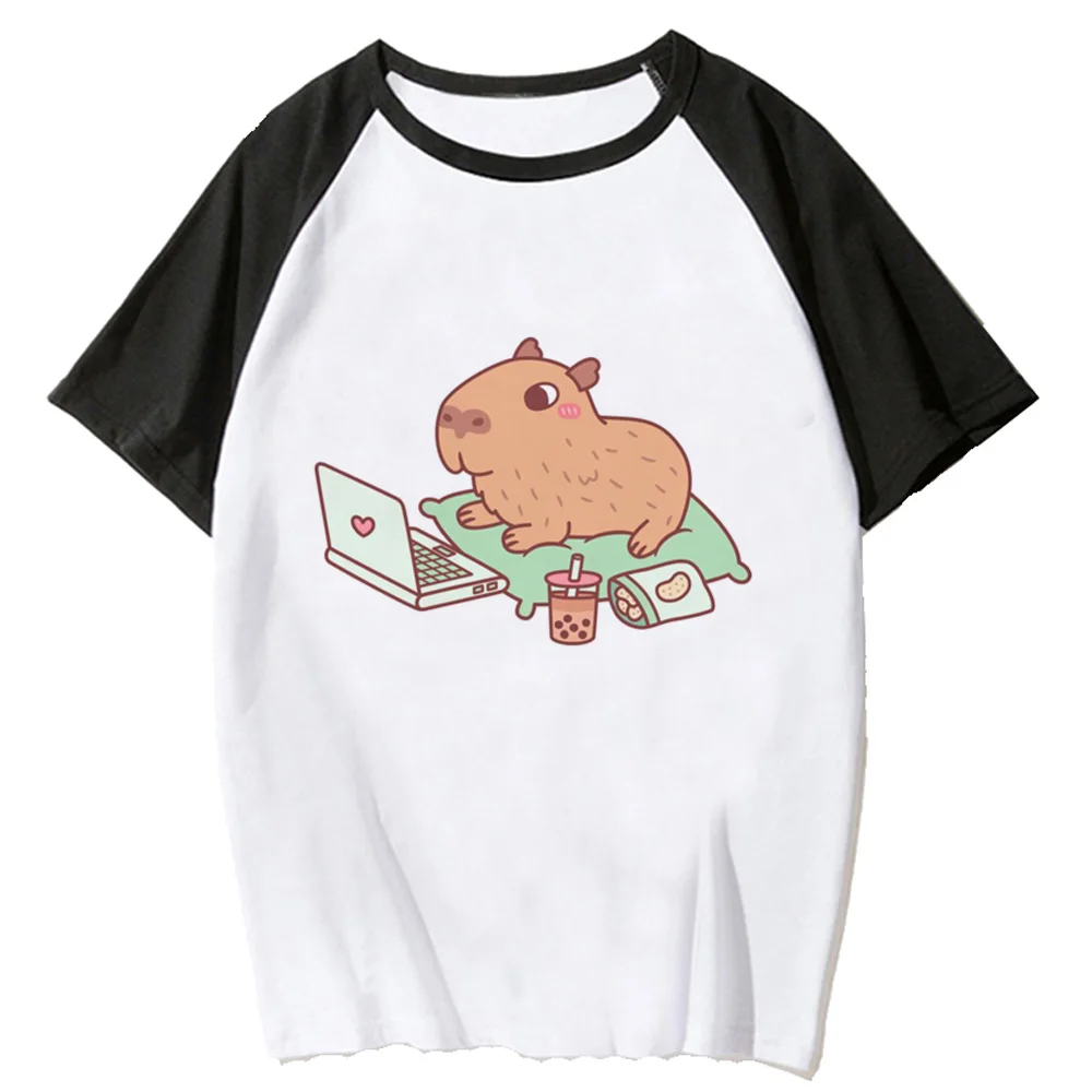

Capybara t-shirts women manga Y2K Tee female graphic comic clothing
