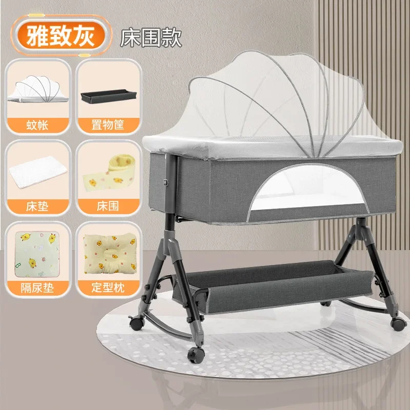 

Baby Crib Splicing Bed Movable Folding Multifunctional Crib Bed Newborn Bedside Bed Cross-border Hot Selling