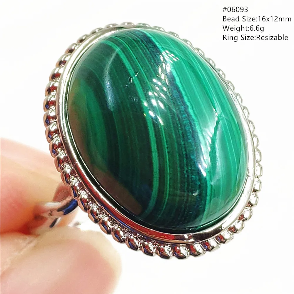 Natural Green Malachite Adjustable Ring Jewelry Woman Men 925 Sterling Silver Chrysocolla 20x15mm Crystal Fashion Stone AAAAA