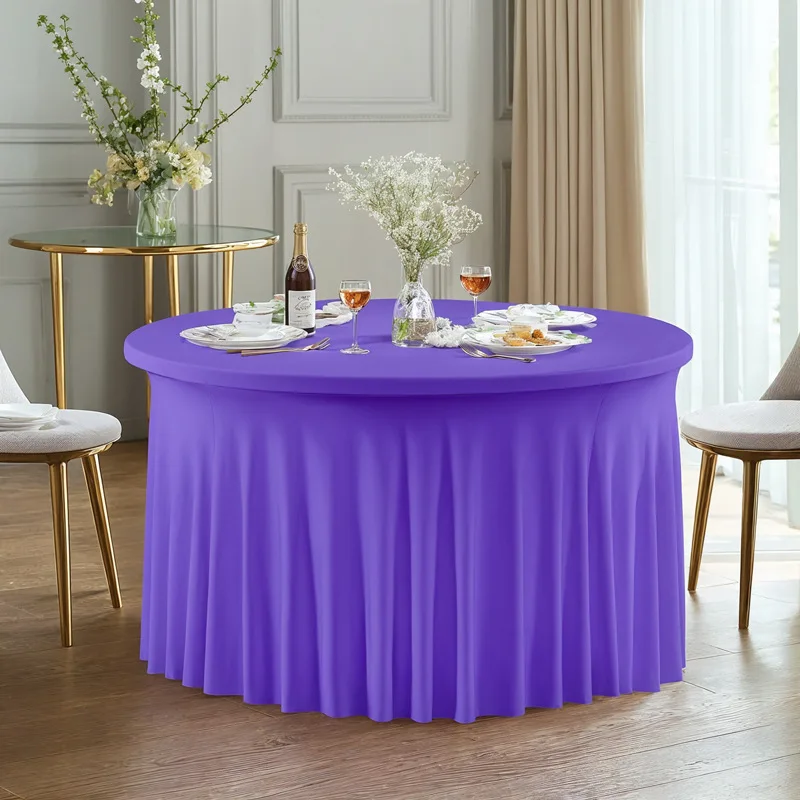Spandex round stretch tablecloth Hotel banquet wedding party pleated skirt Hotel restaurant table linen