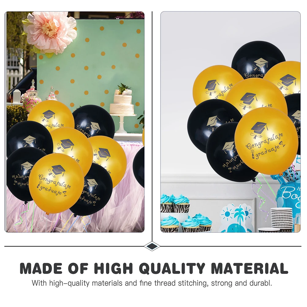 

1 set Graduation Balloon Decorations Party Supplies Latex Balloons Banner Set Black Gold Photo Props Reusable