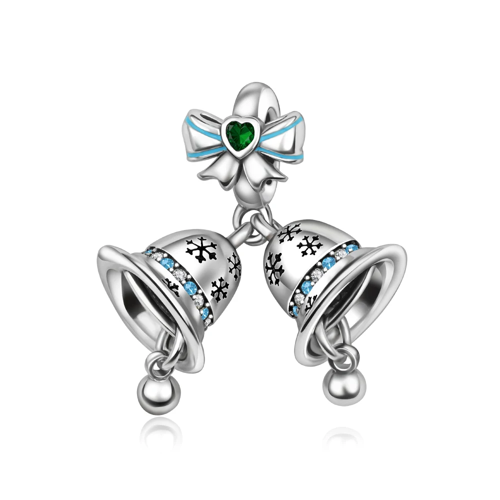 

Danturn 925 Sterling Silver Original Beads Two bells Dangle Charm fit Snake Chain Bracelet Fashion Women Jewelry Making