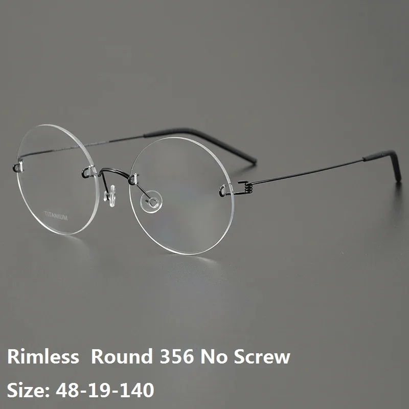 Denmark Brand Ultralight 100% Round Glasses Frame Rimless Pure Air Titanium Screwsless Eyeglasses Jobs Eyewear Ultra Light Thin