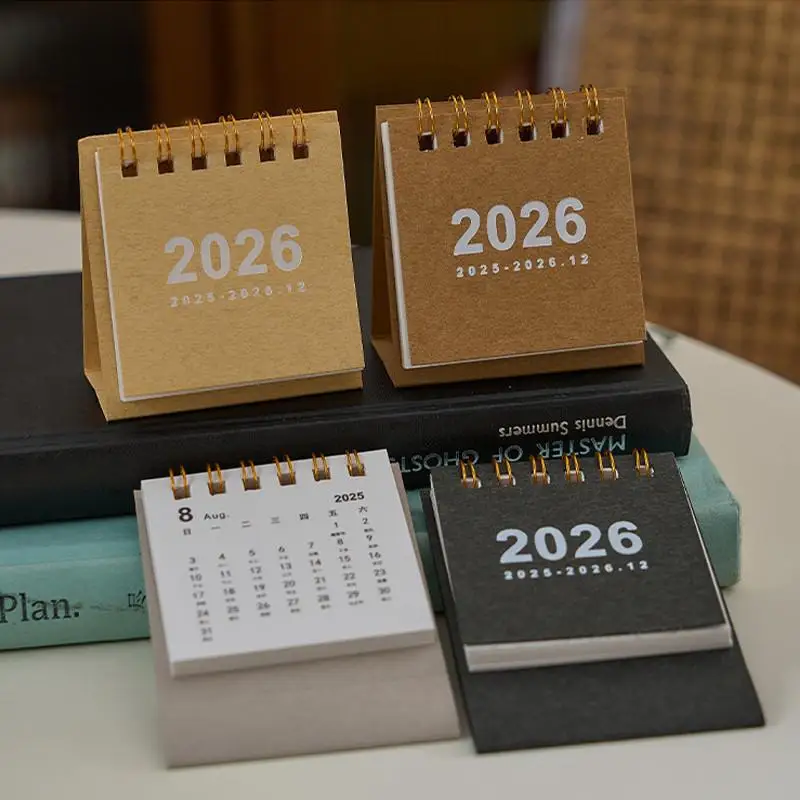 2026 Simple Mini Solid Color Calendars Portable Office Desktop Decoration Calendars Student Monthly Calendar Yearly Calendar