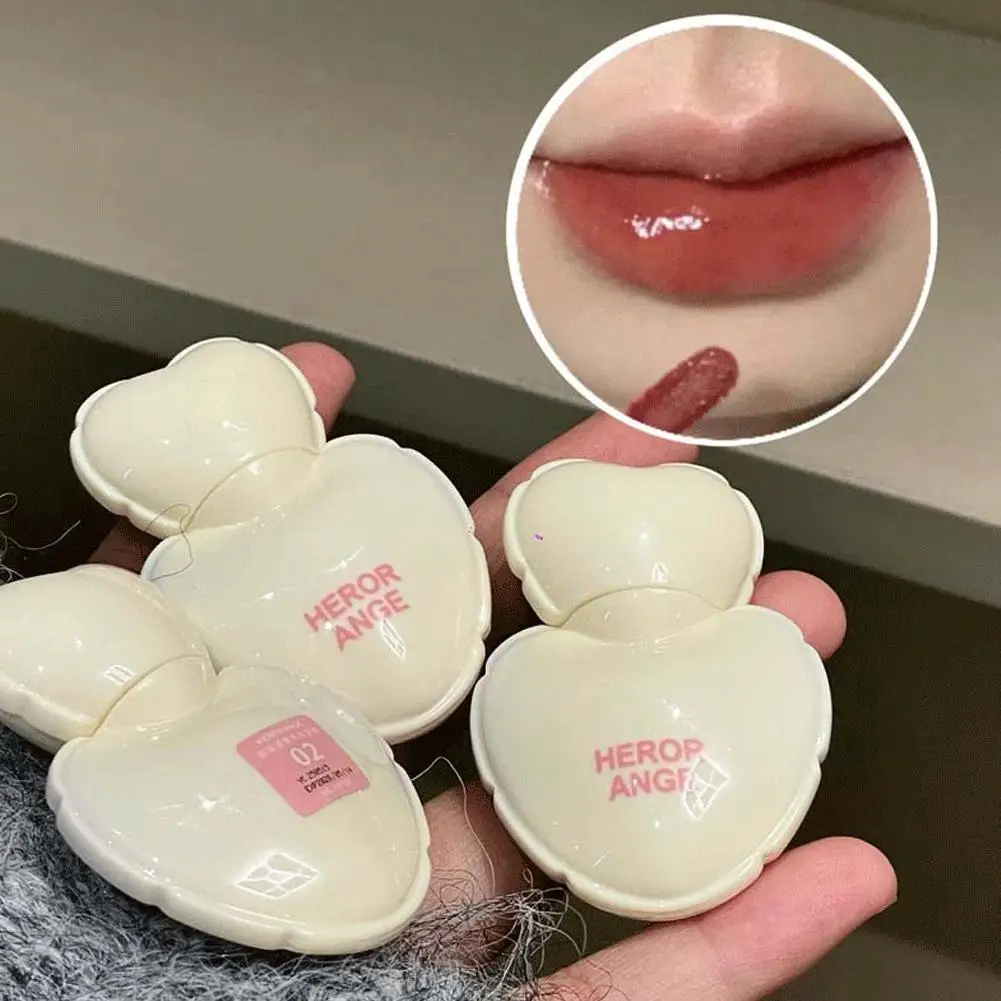 Rossetto liquido in vetro a specchio a forma di cuore carino a forma di amore rosa acqua leggera macchia per labbra tinta tazza antiaderente lucidalabbra e fard trucco coreano