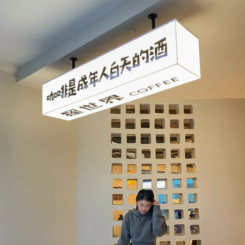 Hanging acrylic light box, energy-saving led ceiling billboard, hanging luminous signboard