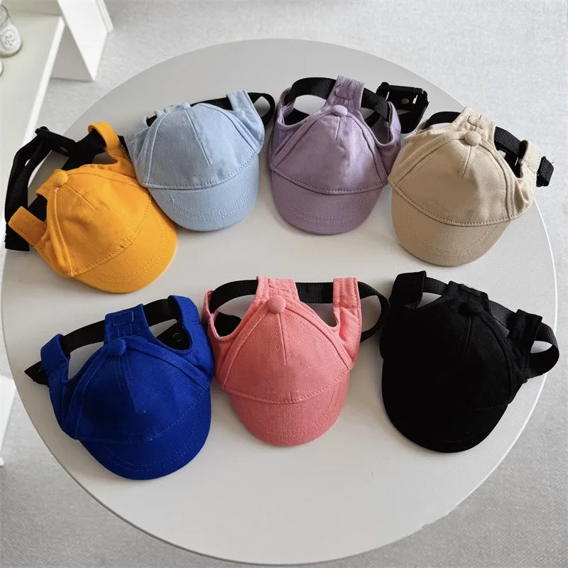 

Wholesale Adjustable Breathable Cotton Outdoor Sun Protection Puppy Cap Ear Holes Summer Dog Hat Pet Baseball Cap