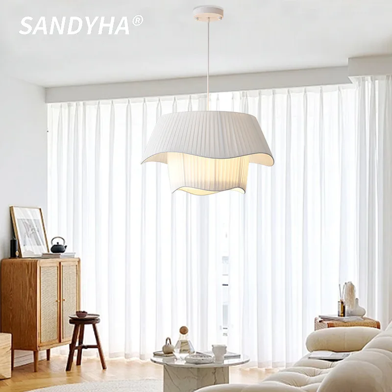 

Nordic Living Room Pendant Light Modern Bedroom Fabric Creamy Style Suitable For Hotels Homestays Restaurants Study Chandelier