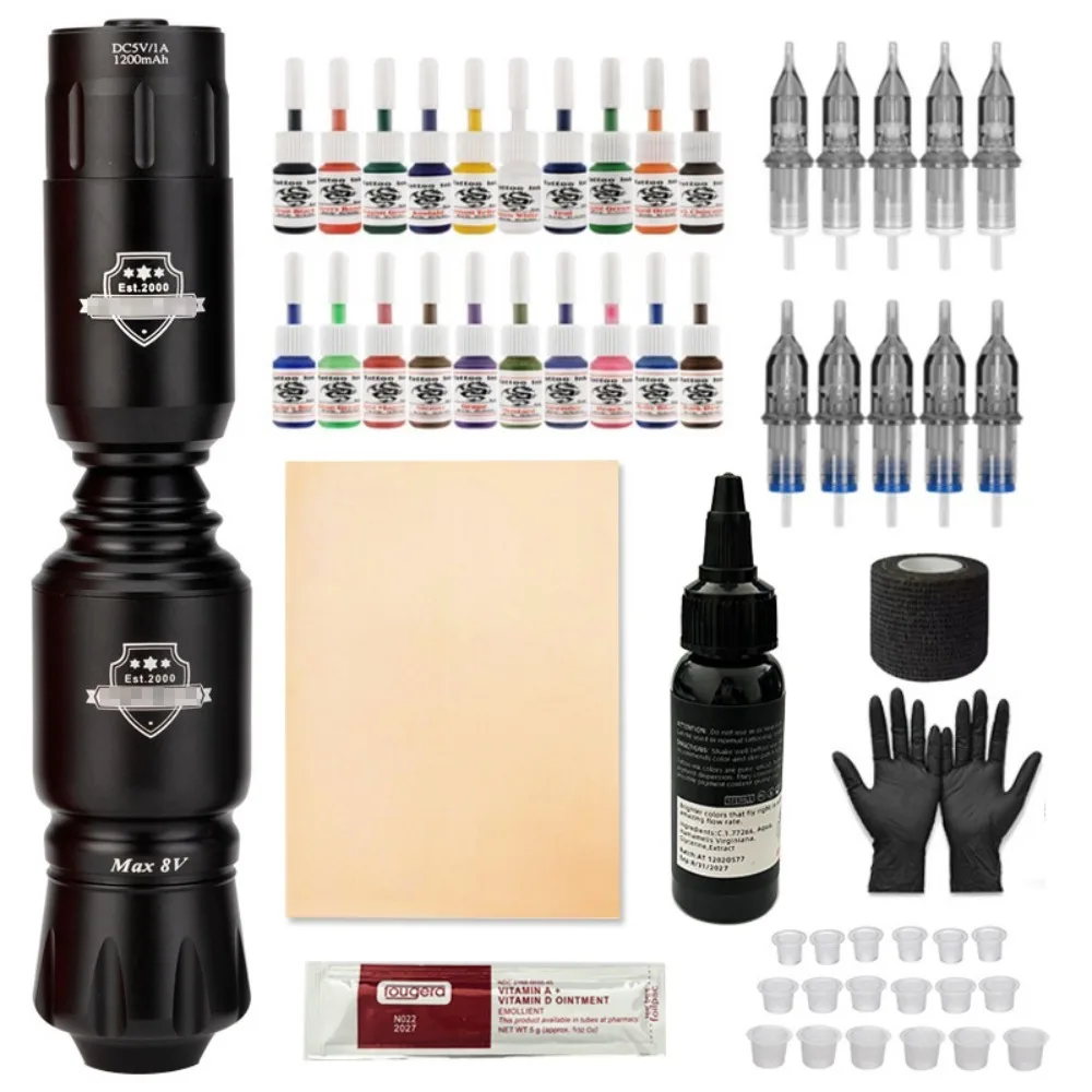 Portable Tattoo Machine Adjustable Cartridge Tattoo1600mAh Lithium Battery Power Wireless Tattoo Machine Pen Set