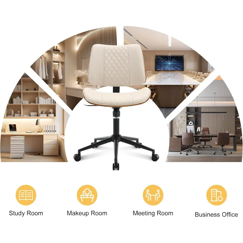 كرسي مكتب بدون ذراع بعجلات للمساحات المدمجة: كرسي مكتب مريح للمكاتب المنزلية الصغيرة