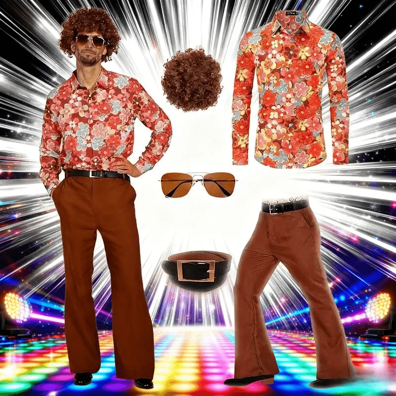 

Мужской весенний повседневный костюм в стиле диско 1970-х годов, винтажный наряд для выступлений