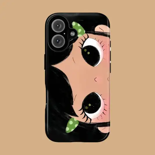 Clmj BIG EYES COMIC GIRL Handyhülle für iPhone 17 16e 16 15 14 13 12 11 X XS XR XSMAX Air Pro Max Plus Luxuriöse Doppelschicht-Schutzhülle