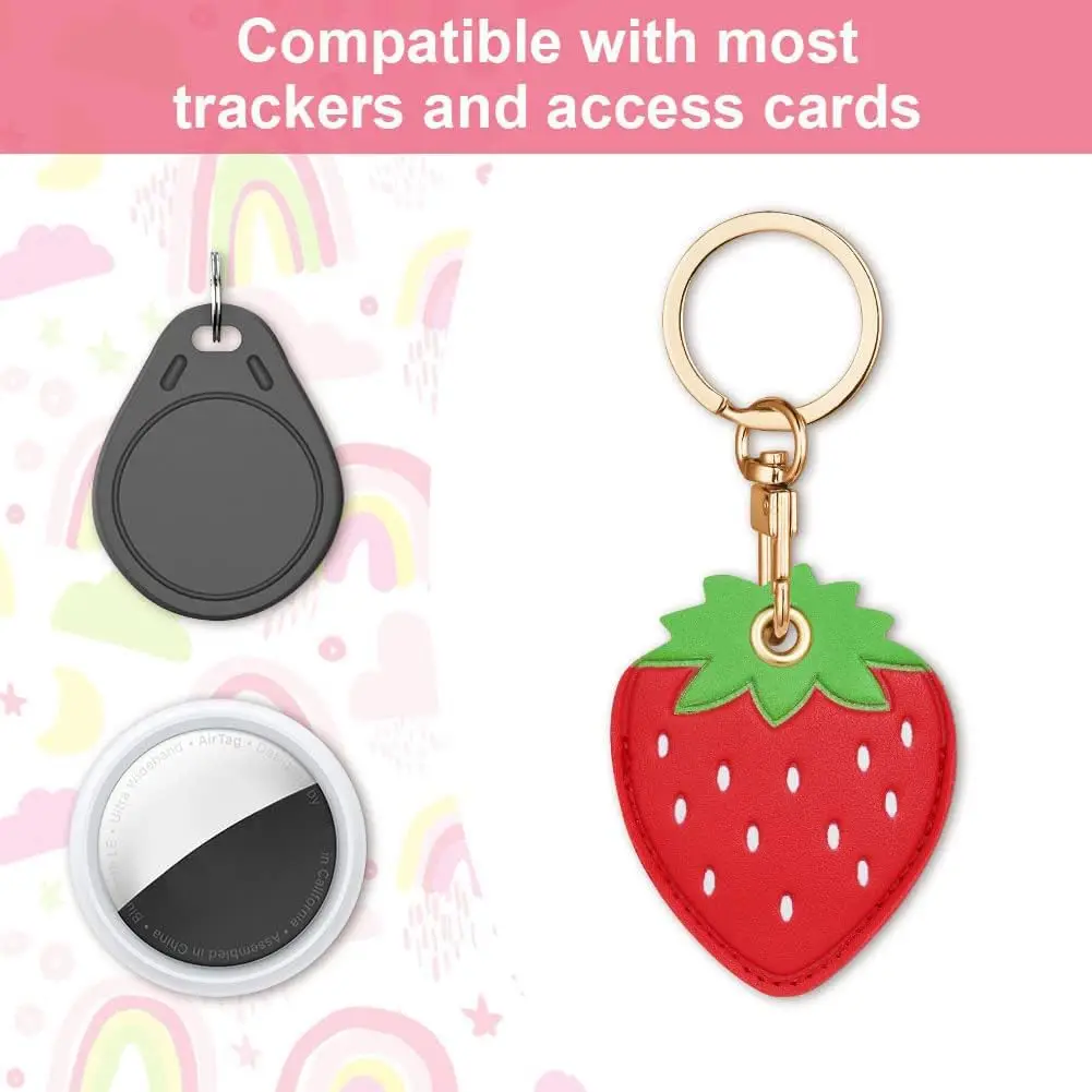 1pc Vegan Leather AirTag Case with Keychain | Anti-Lost & Anti-Scratch Protective Holder for AirTag Tracker