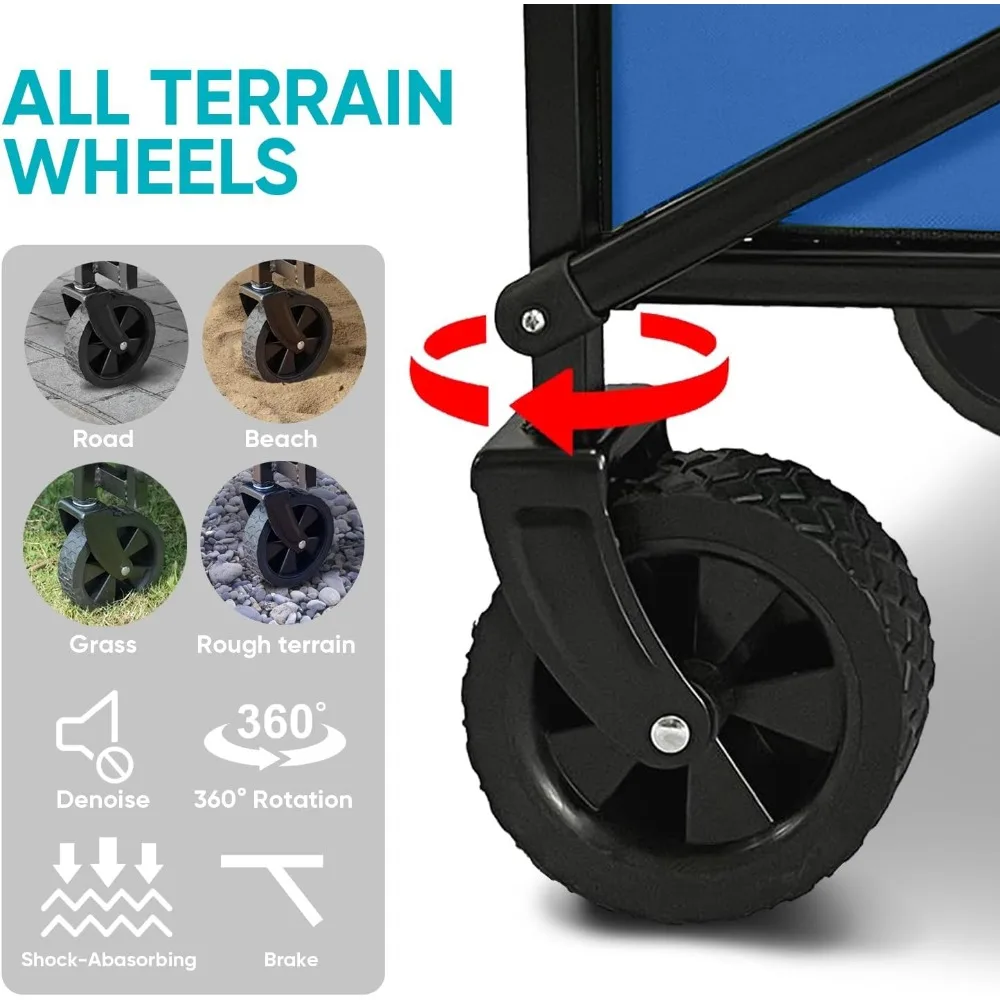 عربة محمولة قابلة للطي شديدة التحمل للشاطئ والأنشطة الخارجية والتسوق والتخييم بسعة كبيرة