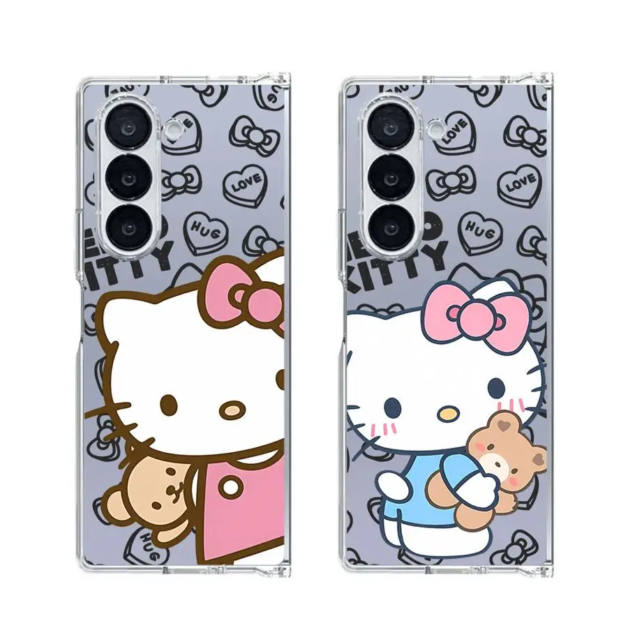 Sanrio Hello K-Kitty Hard Phone Cover Case for Samsung Galaxy ZFold7 ZFold4 ZFold6 ZFold3 ZFold5 Z Fold 7 6 5 4 3