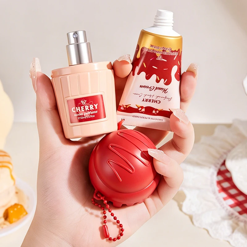 Ice Cream Gourmet Perfume Hand Cream Set Sweet Fruity Fragrance Long-lasting Vanilla Chocolate Cherry Scent Gift Box Packaging