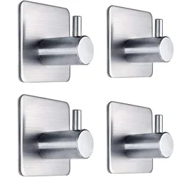 4Pcs Adhesive Heavy Duty Wall Hook Waterproof Stainless Steel, Mounting - Bathroom and Bedroom