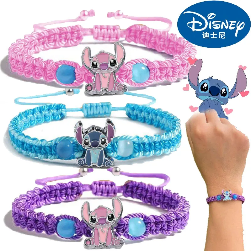 Disney Anime Stitch Bracelet Cartoon Lilo & Stitch Kawaii Wristband Kids Bracelet Girls Boys Adjustable Bracelet Gifts