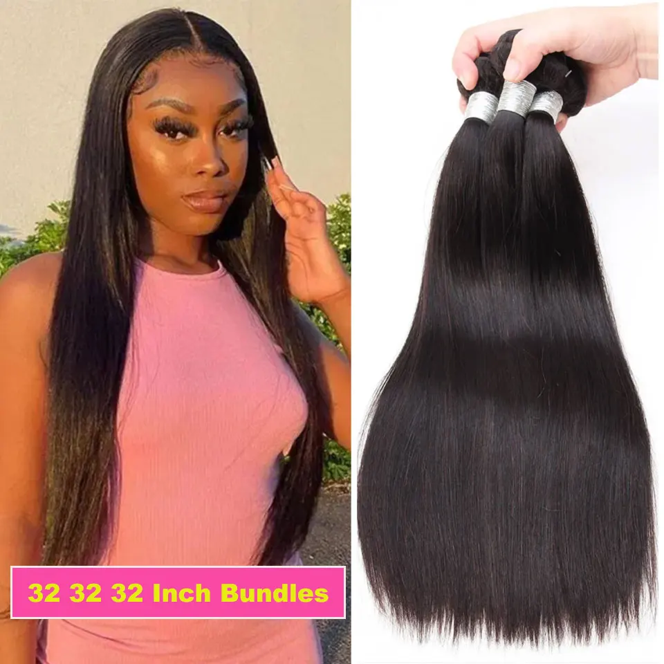 Brazilian 30 40 Inch Raw Virgin Unprocessed Human Hair Extensions Bone Straight Human Hair Weave Bundles 1/3/4 Pcs Double Wefts S9a6beb8cc9e64c6a94c782d5d1346dc3G