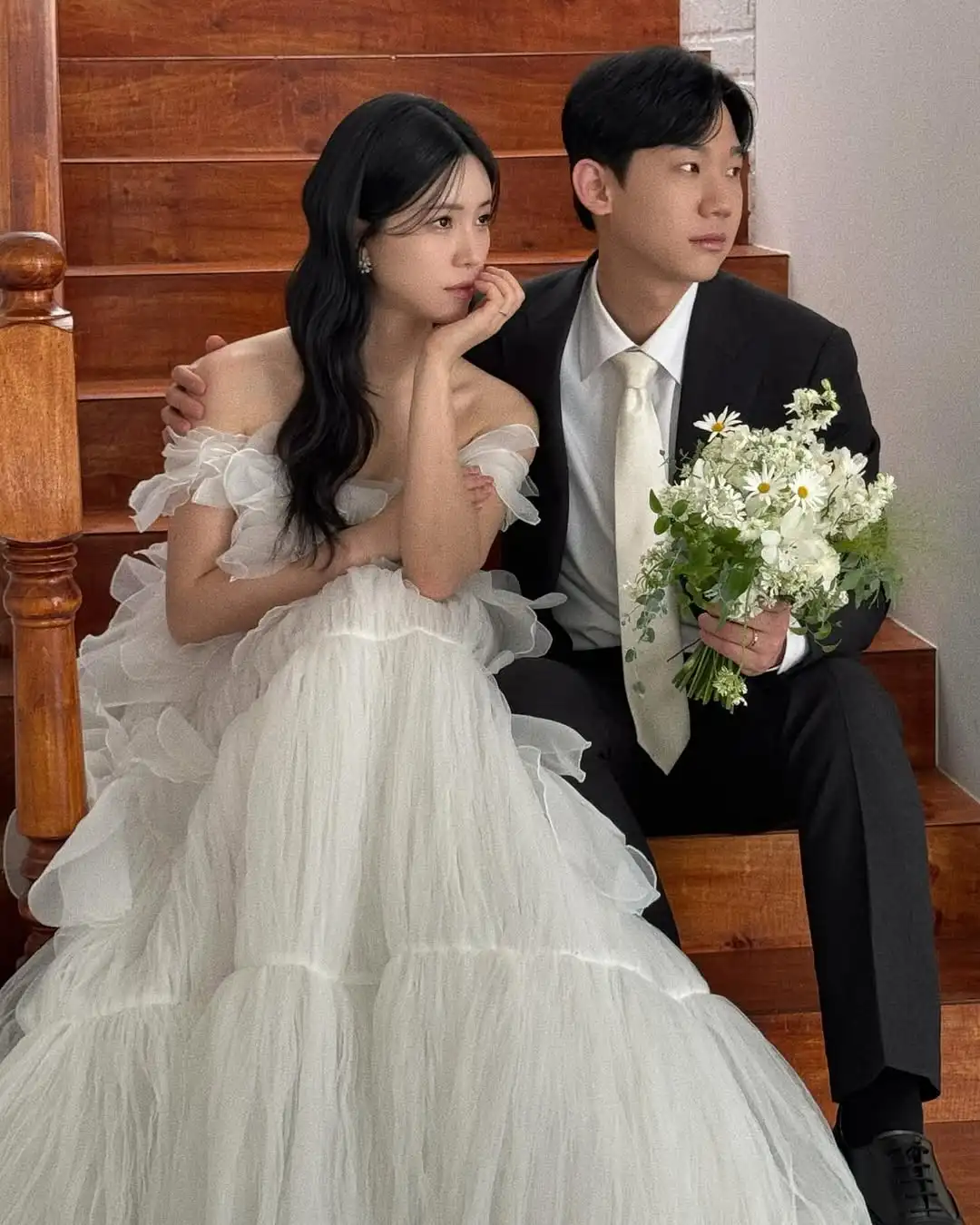 MODX Fairy Off Shoulder A-line Wedding Dresses Ruffle Crape Korea Photoshoot Floor-Length Customised Bridal Gowns 2025 웨딩드레스