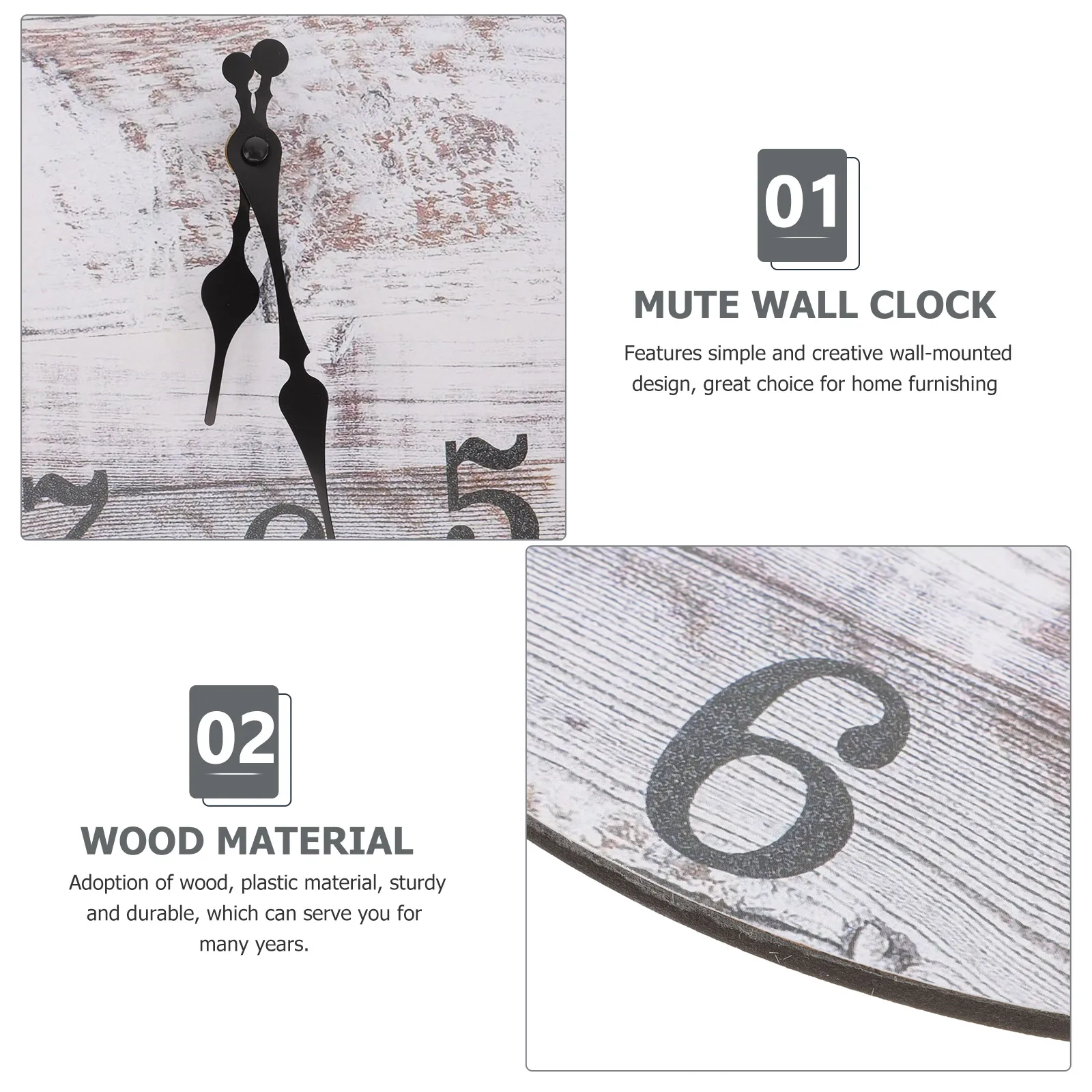 

Digital Wall Clock 10 Inches Round Creative Mute for Living Room Bedroom Decorative Hanging Home Clocks Wooden Stylish