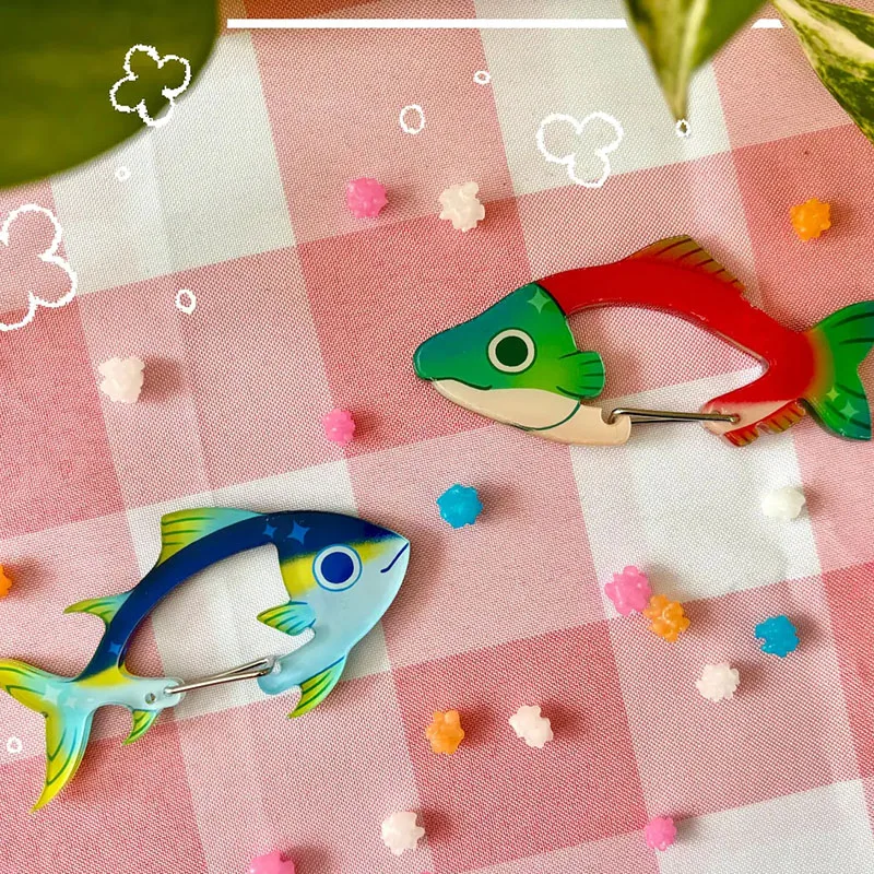 Acrylic Fish Carabiner Carabiner Double-Sided Keychain Jewelry