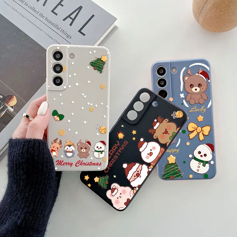 الكرتون ثلج الأيائل شجرة عيد الميلاد قضية الهاتف لسامسونج غالاكسي S25 S24 الترا S23 S22 زائد S21 S20 FE S25Ultra S25FE