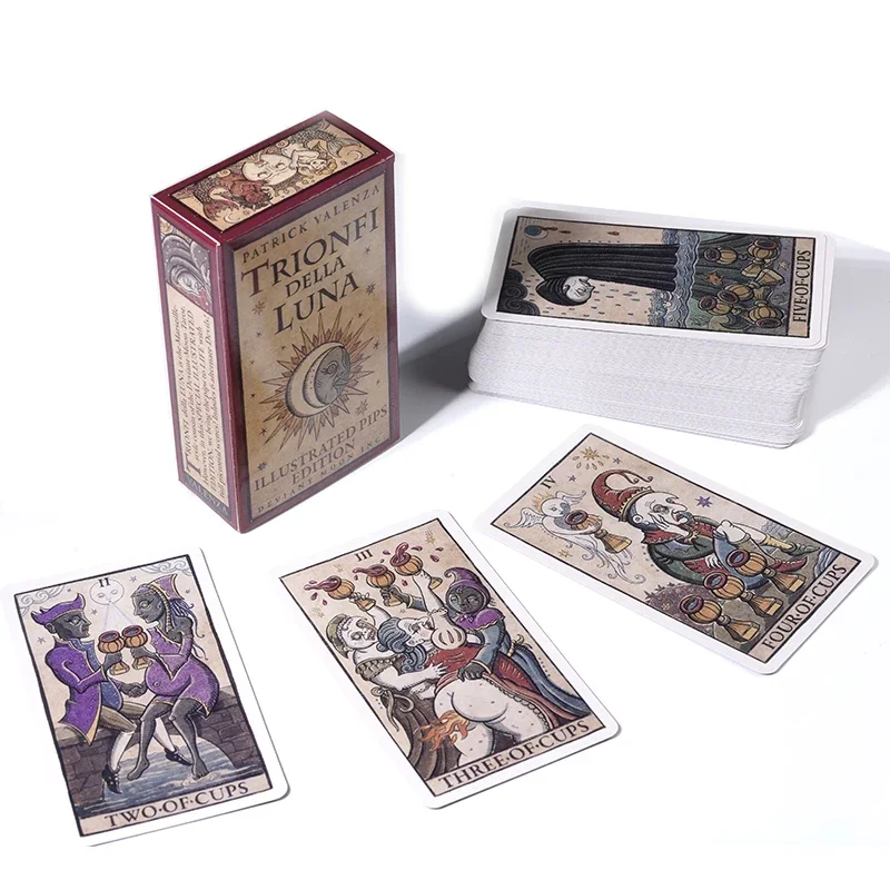 Trionfi della Luna Tarot 78-Card Deck with PDF Guidebook Fortune Telling Card Game Travel version