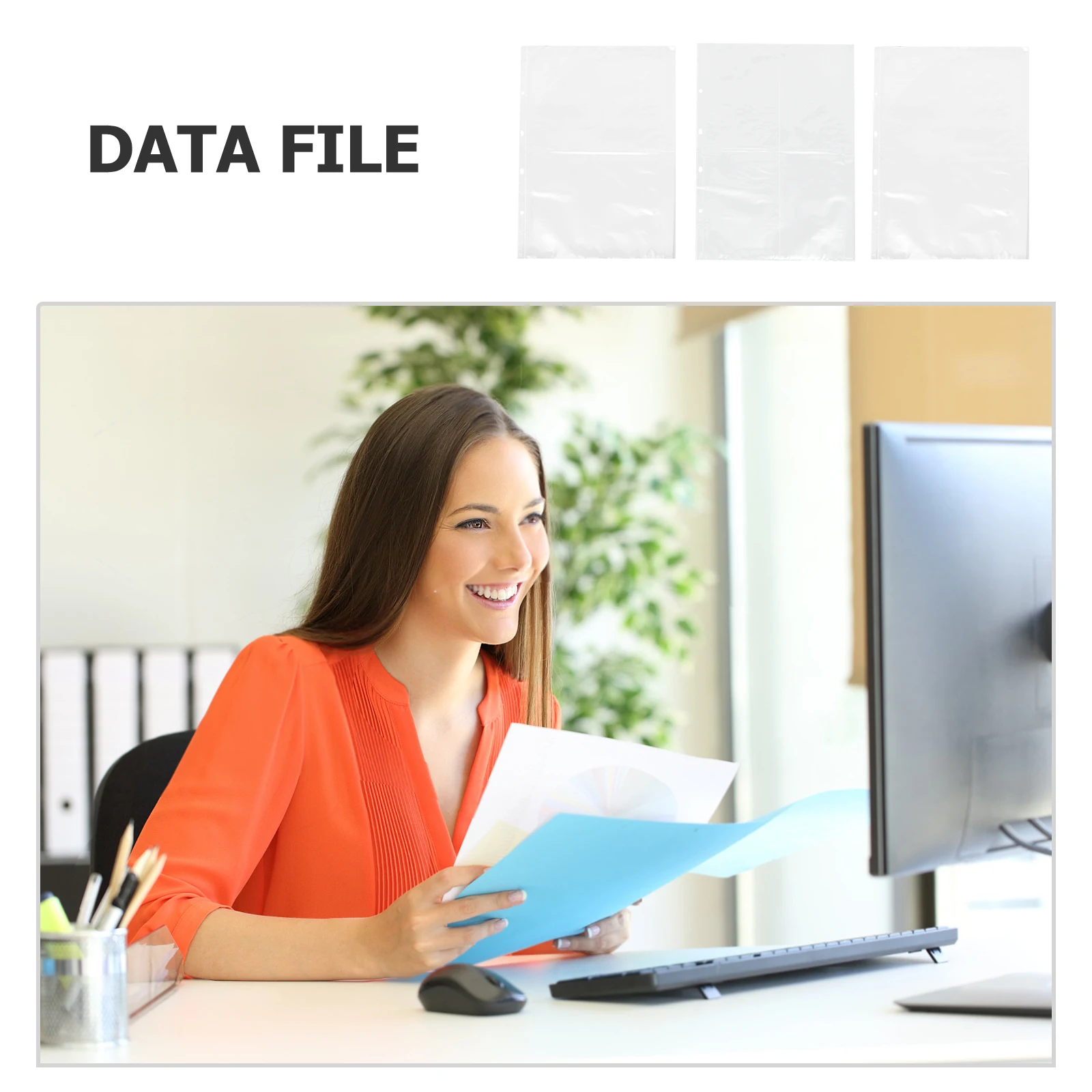 

40pcs File Folder Inner Core Transparent Sheet Protectors Reusable Loose Leaf Binder Page Holders For Documents Photos Postcards