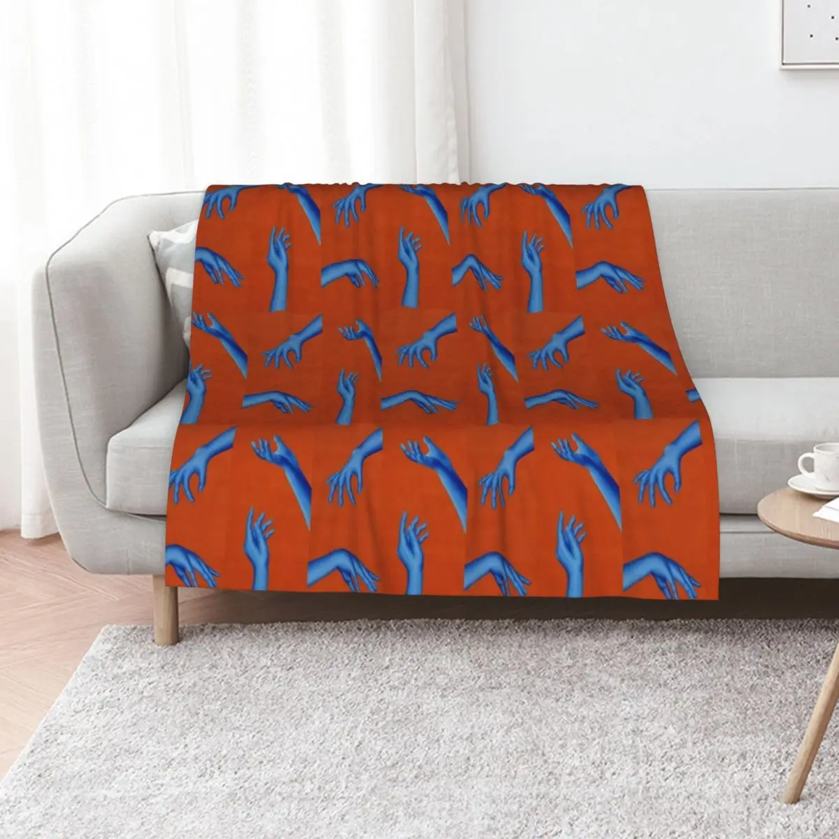 blue hands oil painting on canvas Throw Blanket Lightweight Warm Blanket for Travel Camping