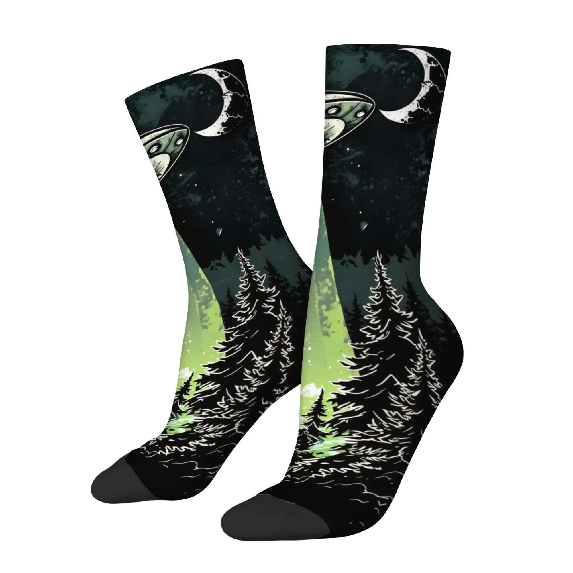 Forest UFO Socks Skin-friendly Elastic Durable Men's Socks Casual Fitness Cycling Retro Fashion Street Hip Hop Edgy Sports Socks