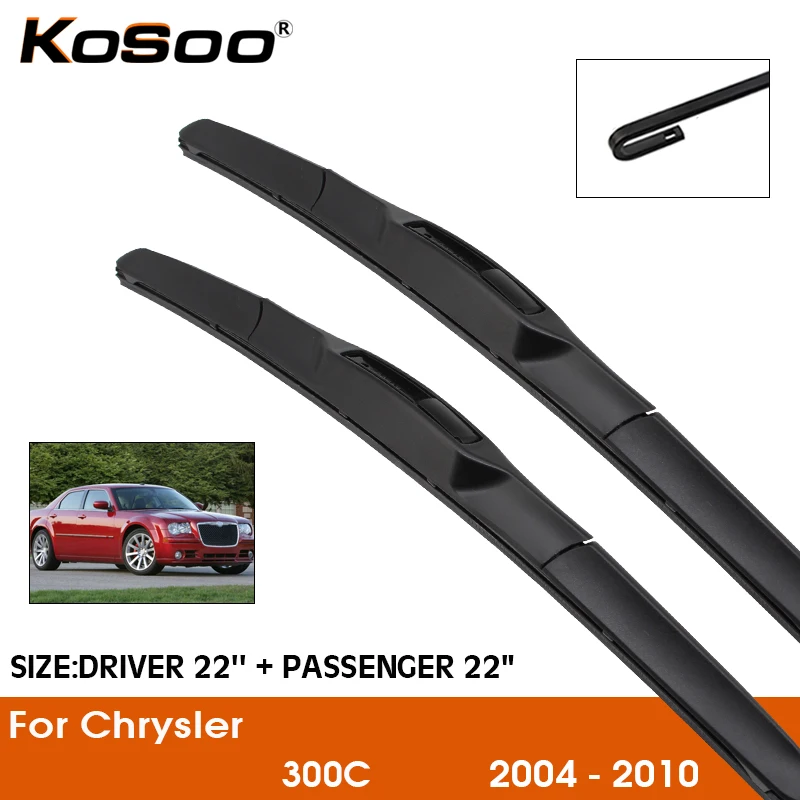 

KOSOO For Chrysler 300C 22"+22" 2004 2005 2006 2007 2008 2009 2010 Car Windscreen Wiper Blades Natural Rubber Auto Accessories