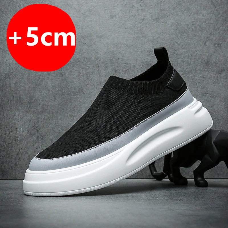 

Lift Sneakers Man Elevator Shoes Height Increase Insole 5cm White Black Taller Shoes Men Leisure Fashion Sports Plus Size 36-43