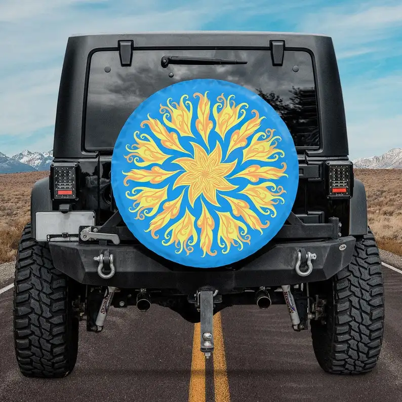 

Unique Spare Tire Covers, Phoenix Sunflower Spare Tire Cover With Or Without Backup Camera Hole, Tire Cover Car, Design Tire Cov