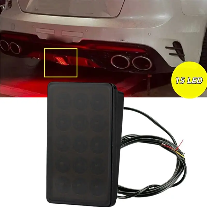 LED Rear Strobe Flashing For Car Brake Light 15 LED Warning Stop Safety Signal Lamp For Car Bumper Modification