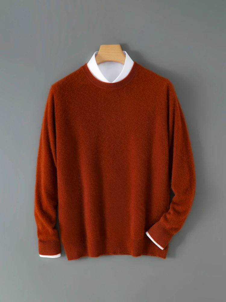 

Мужской базовый шерстяной свитер с круглым вырезом, 12 цветов, пуловер, простой трикотаж из 100% мериносовой шерсти, кашемировые умные повседневные осенне-зимние топы