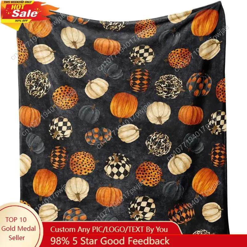 

Halloween Pumpkin Blanket,Fall Fleece Blanket,Pumpkin Gifts for Women,Halloween Flannel Fleece Throw Blanket for Home Living Roo