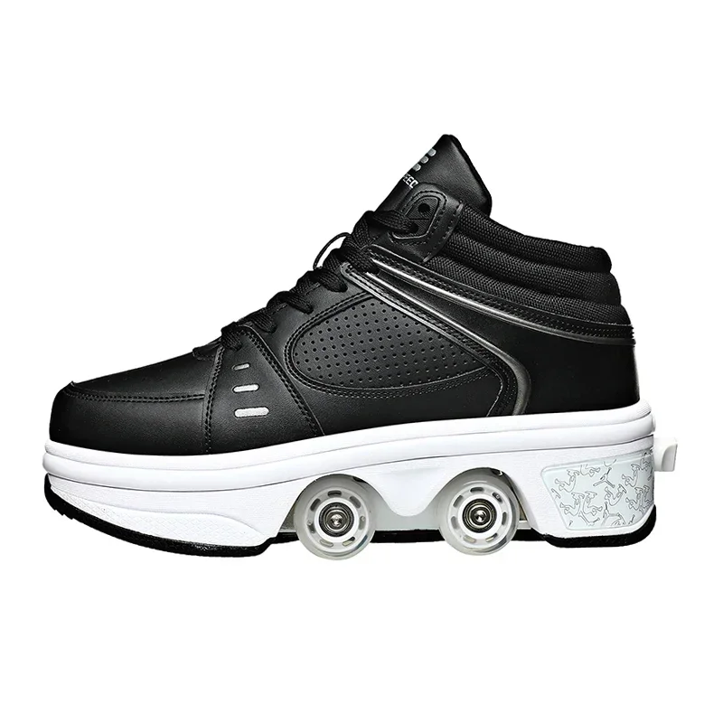 

Child Deform Shoes on 4 Wheels Dual-Purpose Outdoor Runaway Roller Sneakers 2024 Gift Boys Girls Rechargeable Colorful Lights