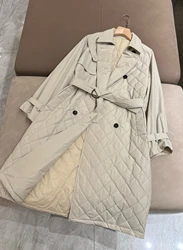 Autumn 2024 B*C Women's Coat Double-breasted Winter Warm Windbreaker Long-sleeved Long Jacket Coat