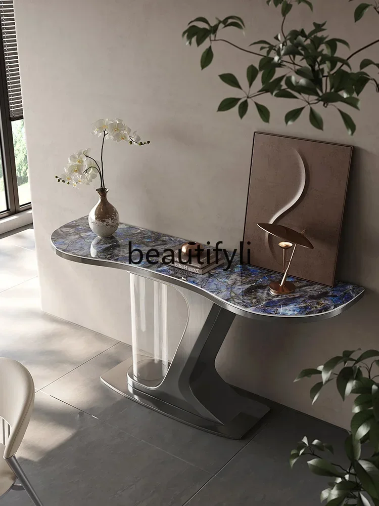 

ls 27Living room stainless steel entrance table against the wall marble end view table Italian minimalist acrylic table