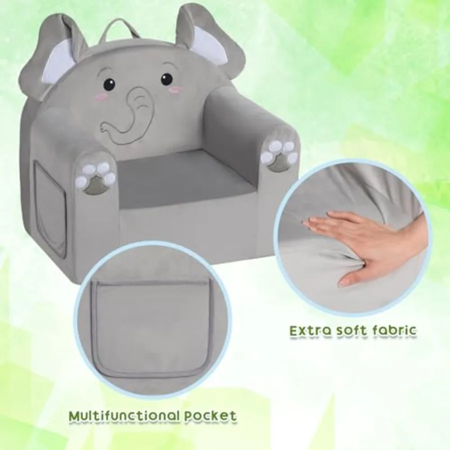 UltraMiękka, wygodna sofa dla malucha w kształcie zwierzątka, wypełniona pianką, z uroczym wzorem, lekka i przenośna, idealna na prezent urodzinowy.