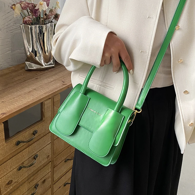 Small Handbags For Women Top Brand Shoulder Bag Pu Leather Square Purse Green Orange Black Mini Crossbody Bag bolsa feminina